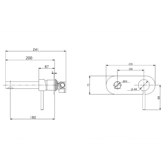 Lucid Pin Round Chrome Bathtub/Basin Wall Mixer With Spout(color up) (extension part)