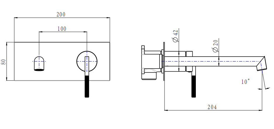 Caddence Brushed Gun Metal Grey Wall Mixer with Spout