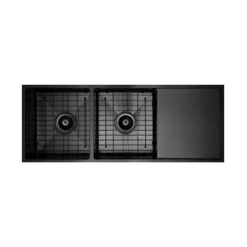 Vertex Gunmetal Black Double Bowl with Drainer Stainless Steel Sink 1114x440x200 (Model SDD 1144))