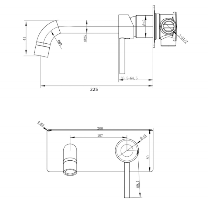 Norico Pentro Chrome Wall Mixer With Round Spout