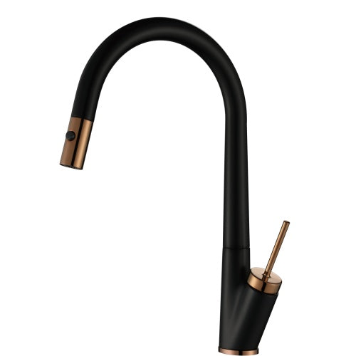 Rose Gold/Black Pull-Out Kitchen Mixer