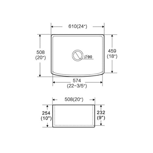 Artisan Single Bowl 610x533x254mm Bow Front Farmhouse Fine Fireclay Butler Sink