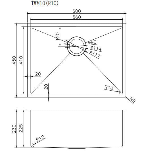 Single Bowl Stainless Steel Kitchen Sink (Model SSS 6045)