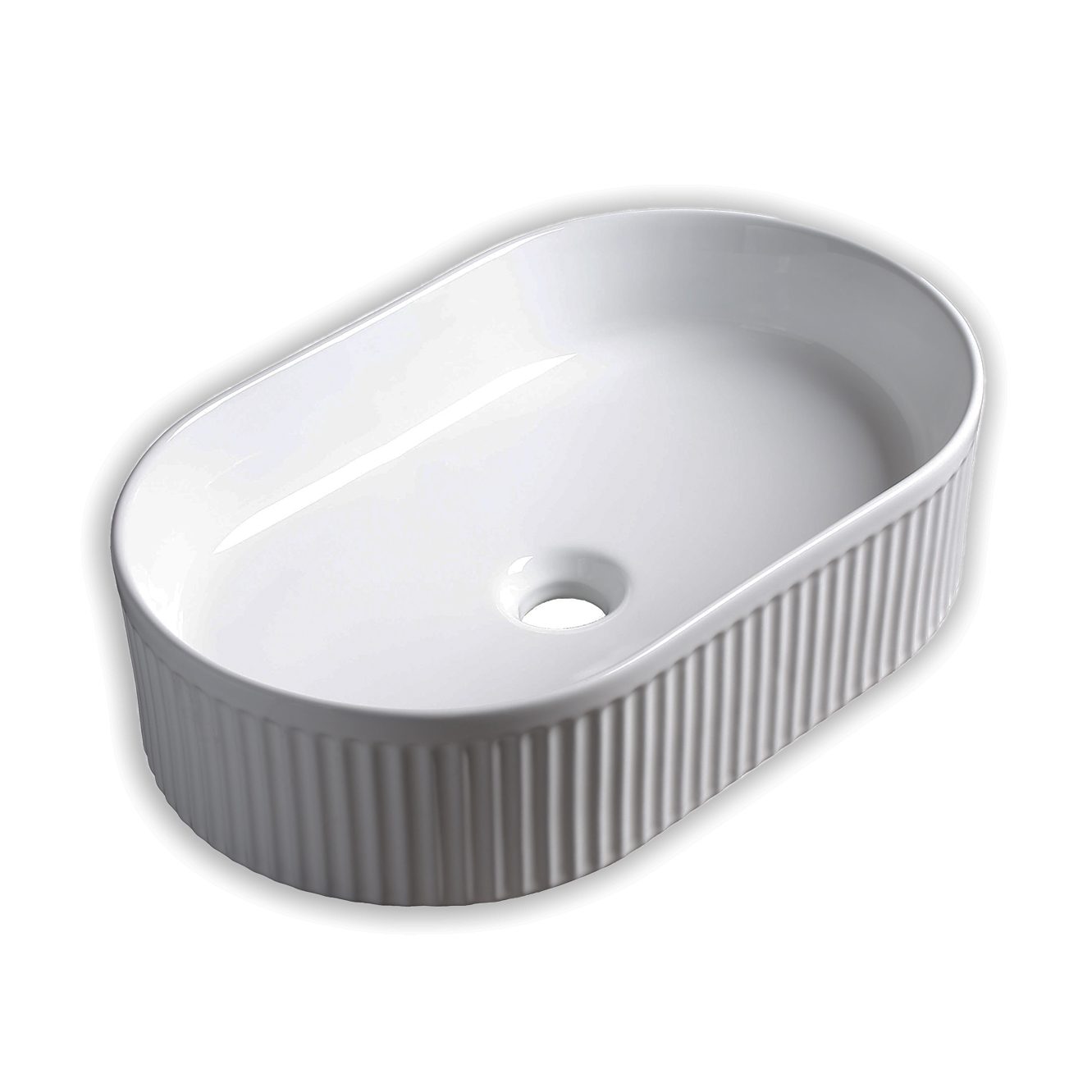 Oval Groove Fluted Gloss Black 490x310x130mm (Model WAG56)