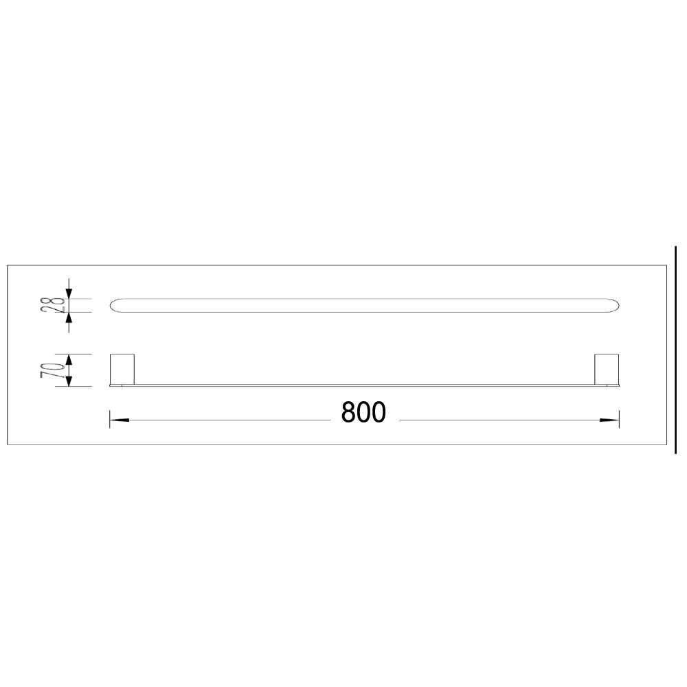 Esperia Black & Chrome Solid Brass Single Towel Rail 800mm