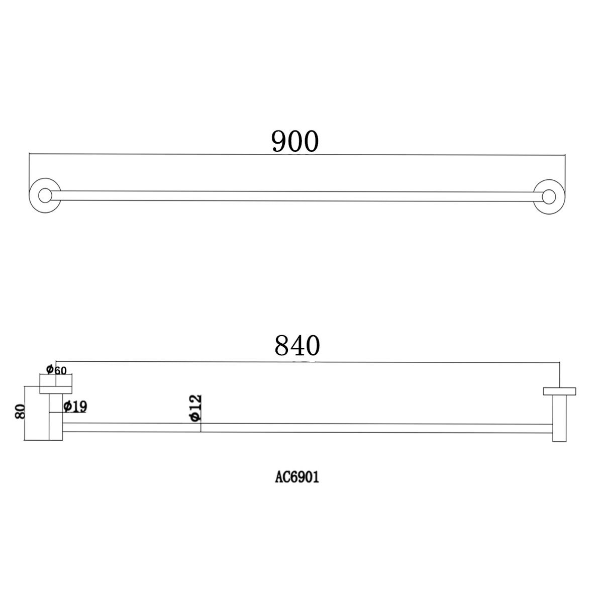 Pentro Chrome Single Towel Rail