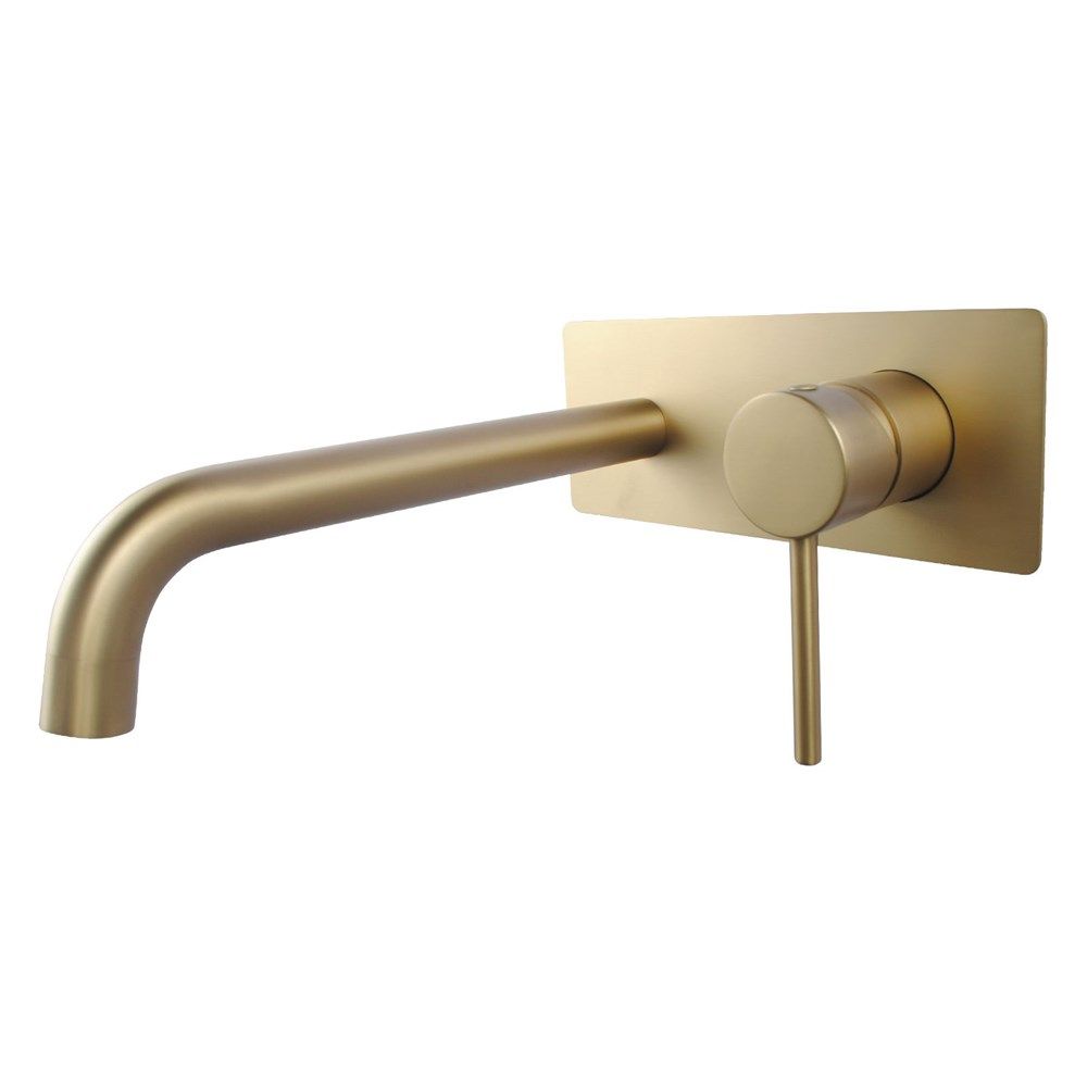 Lucid Pin Brushed Yellow Gold Wall Mixer With Round Spout