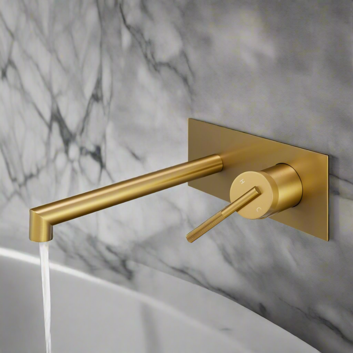 Caddence Brushed Yellow Gold Wall Mixer with Spout