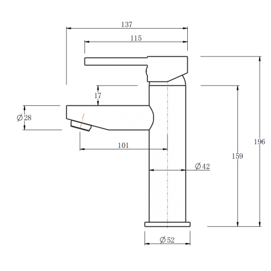 Lucid Pin Round Black Basin Mixer(Tall Vesion)