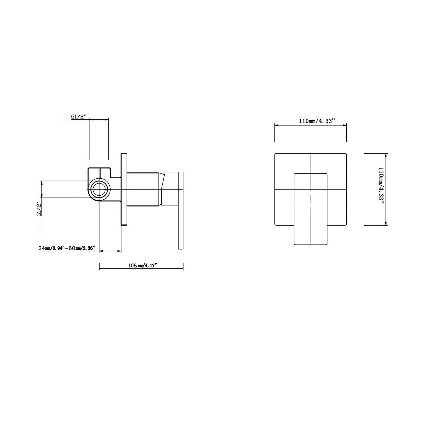 BLAZE Black Shower Wall Mixer(color up)
