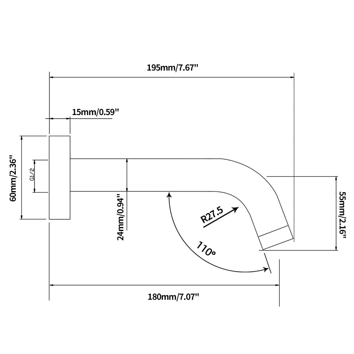 Lucid Pin Round Chrome Bathtub/Basin Wall Spout