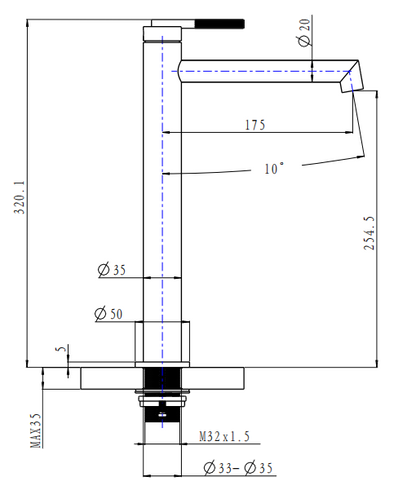 Caddence Brushed Nickel Tall Basin Mixer