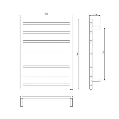 Round Chrome Electric Heated Towel Rack 7 Bars