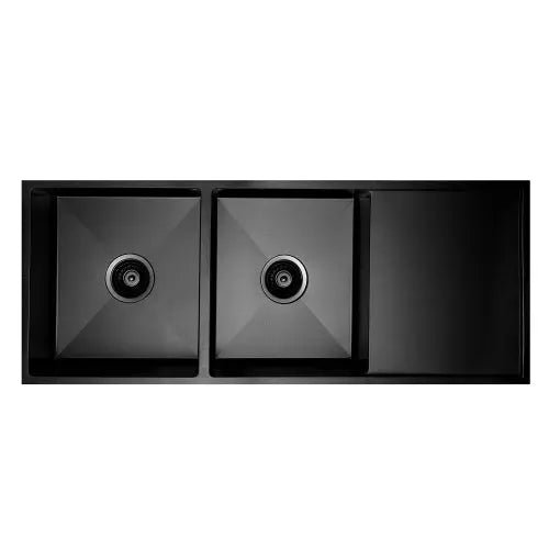 Vertex  Gunmetal Black Double Bowl with Drainer Stainless Steel Sink 1114x440x200 (Model SDD 1144))
