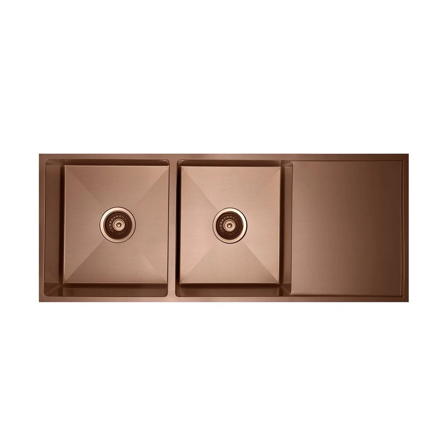 Vertex  Brushed Copper Rose Gold Double Bowl Stainless Steel Sink with Drainer 1114x440x200 (Model RGSDD 1144)