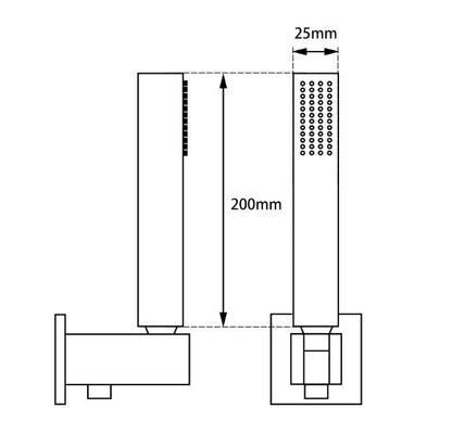 Square Matte Black Hand Held Shower Set