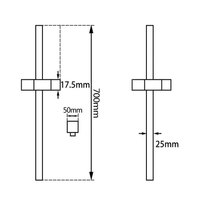 Square Chrome Wall Mounted Sliding Rail with Water Hose & Wall Connector Only