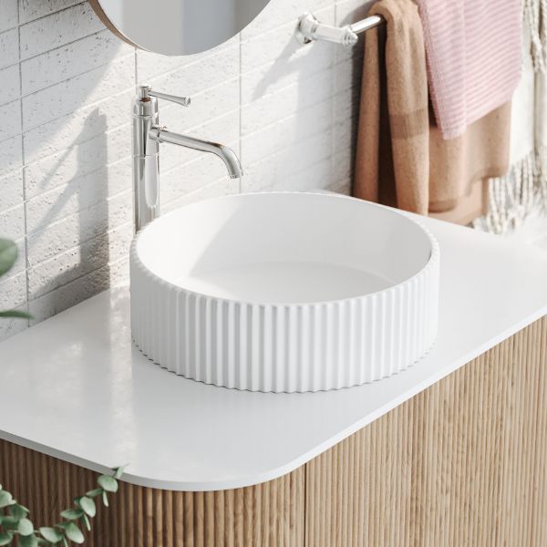 Round Groove Fluted Gloss White 370x370x130mm (Model WAG41 )