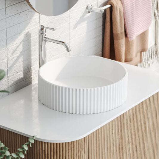Round Groove Fluted Gloss White 370x370x130mm (Model WAG41 )
