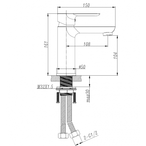M73011GM Gun Metal Basin Mixer