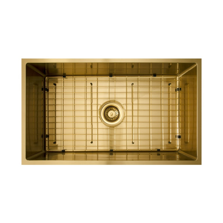 Vertex 740x440x220 Brushed Brass Gold Single Bowl Stainless Steel Sink