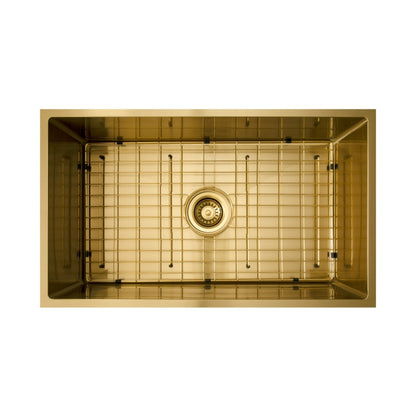 Vertex 740x440x220 Brushed Brass Gold Single Bowl Stainless Steel Sink