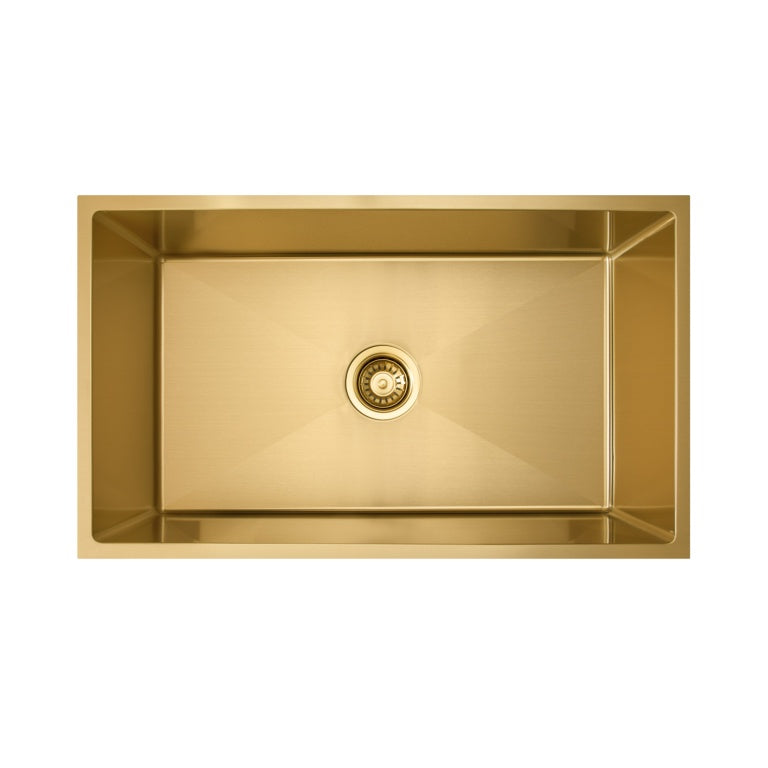 Vertex 740x440x220 Brushed Brass Gold Single Bowl Stainless Steel Sink