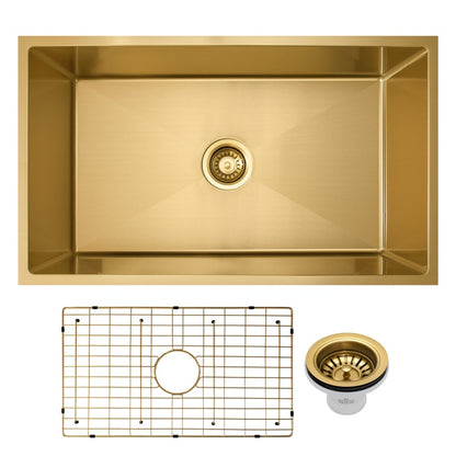 Vertex 740x440x220 Brushed Brass Gold Single Bowl Stainless Steel Sink