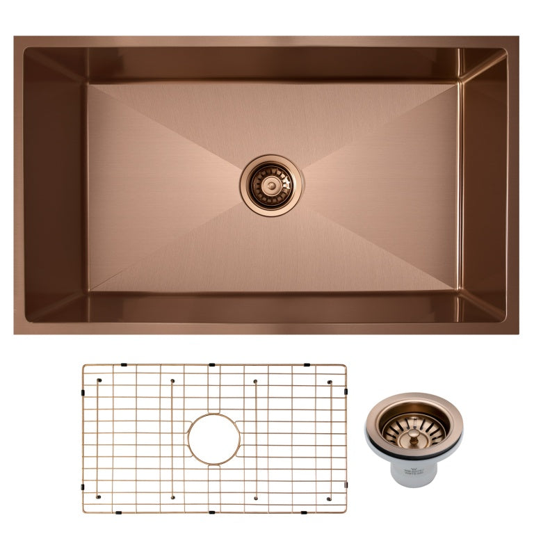 Vertex 740x440x220 Brushed Copper Rose Gold Single Bowl Stainless Steel Sink