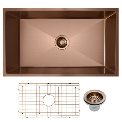 Vertex 740x440x220 Brushed Copper Rose Gold Single Bowl Stainless Steel Sink