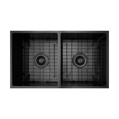 Vertex Gunmetal Black Double Bowl Stainless Steel Sink