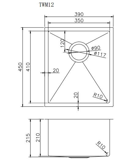Single Bowl Stainless Steel Kitchen Sink (Model SSST 3945)