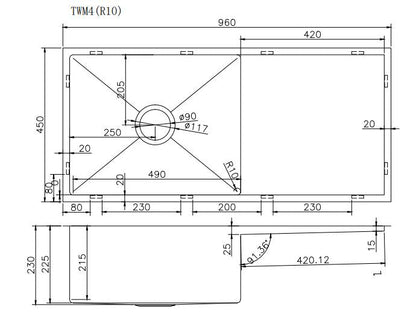 Single Bowl Stainless Steel Kitchen Sink (Model SS 9645)