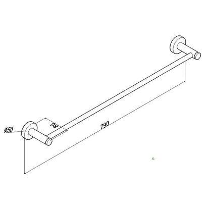 Lucid Pin Round Chrome Single Towel Rack Rail 790mm