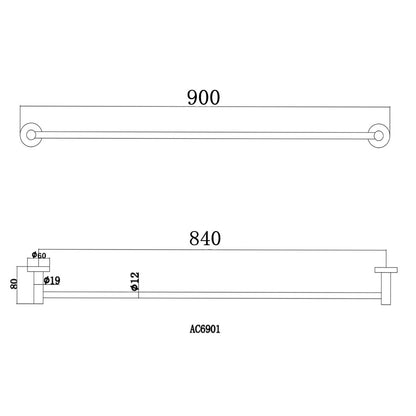 Pentro Chrome Single Towel Rail