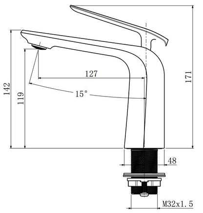 Norico Esperia Brushed Yellow Gold Basin Mixer