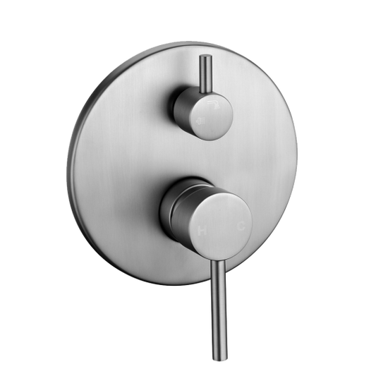 Lucid Pin Round Brushed Nickel Shower/Bath Mixer Diverter(color up)