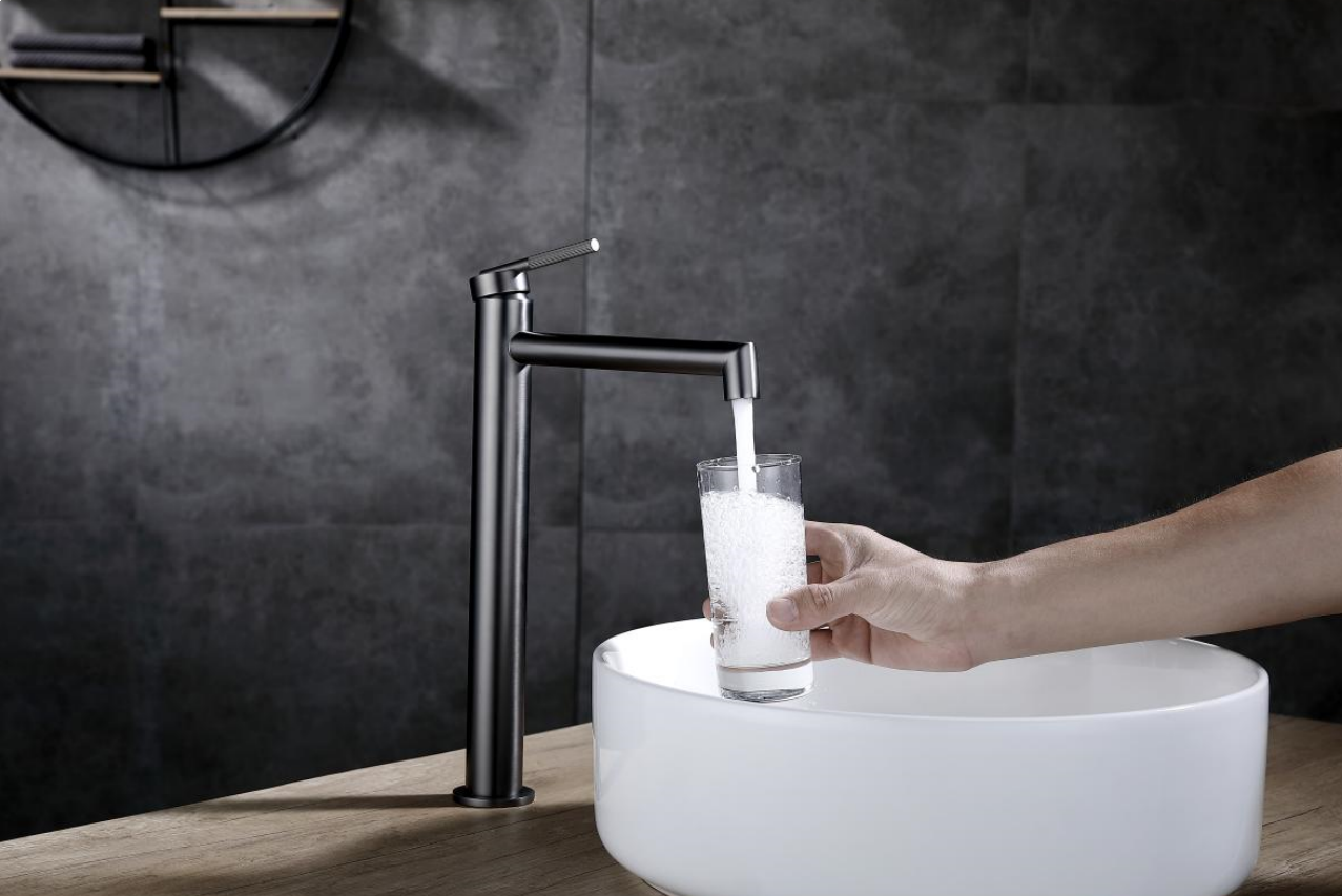 Caddence Brushed Gun Metal Grey Tall Basin Mixer