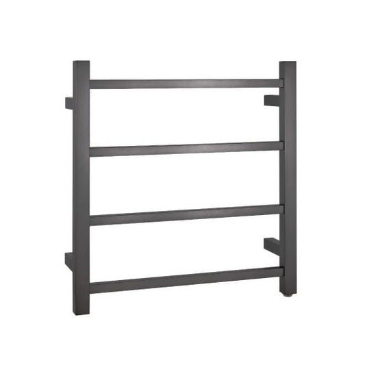 Brushed Gun Metal Grey Square Electric Heated Towel Rack 4 Bars
