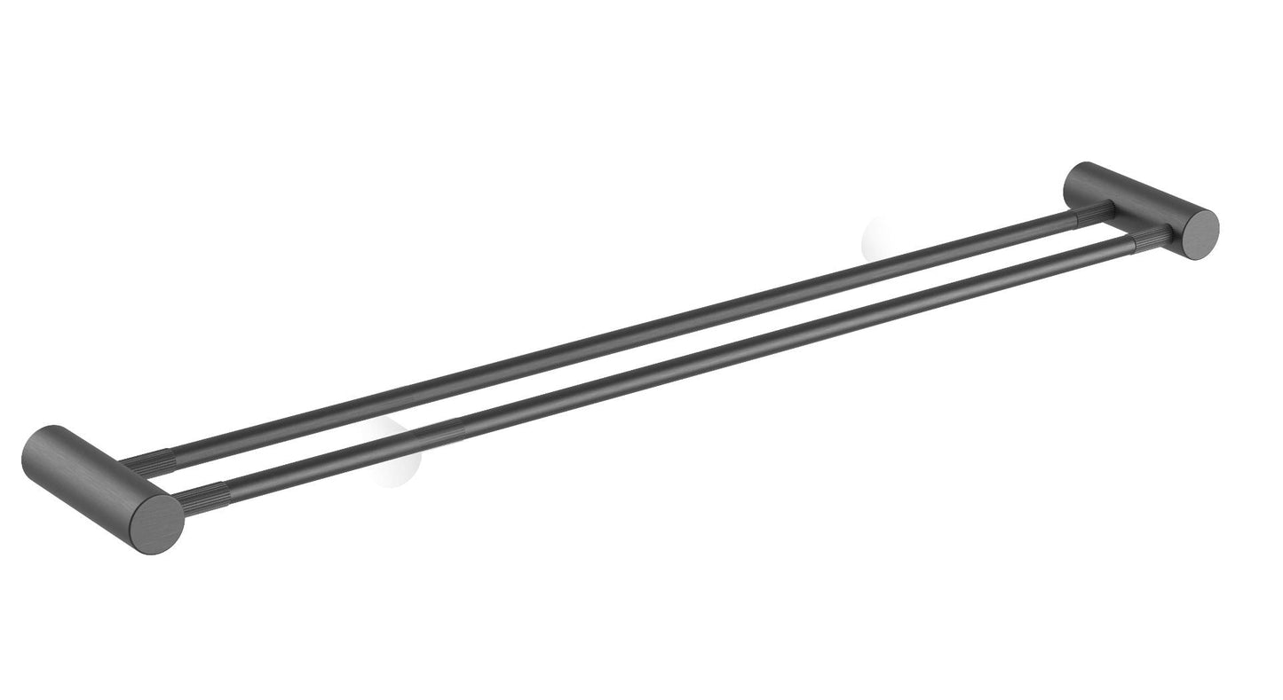 Caddence Brushed Gun Metal Grey Double Towel Rail 800mm