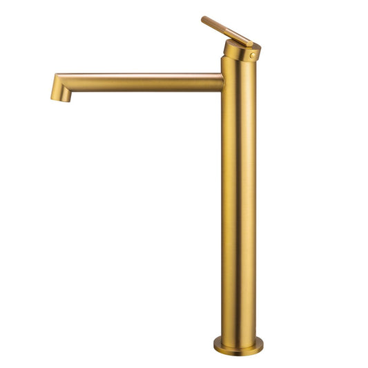 Caddence Brushed Yellow Gold Tall Basin Mixer