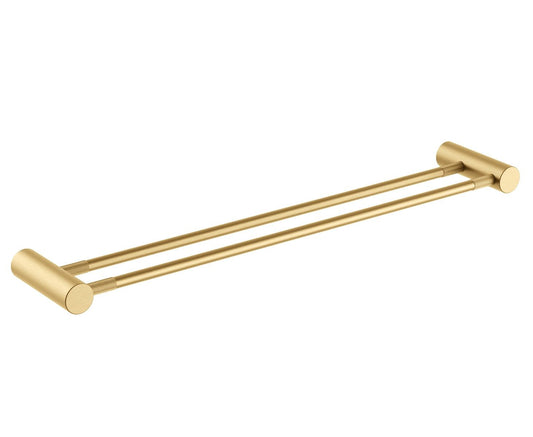 Caddence Brushed Yellow Gold Double Towel Rail 600mm