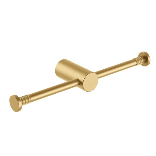 Caddence Brushed Yellow Gold Double Toilet Paper Holder