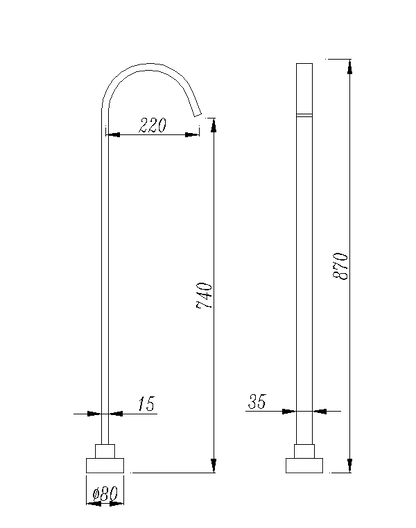 Black Square Floor Standing Mixer (Brass)