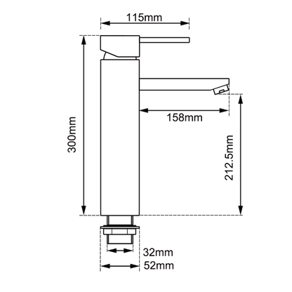 Lucid Pin Round Chrome Tall Basin Mixer