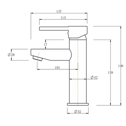 Lucid Pin Round Black Basin Mixer(Tall Vesion)