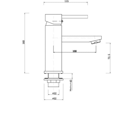 Lucid Pin Round Matt Black Basin Mixer