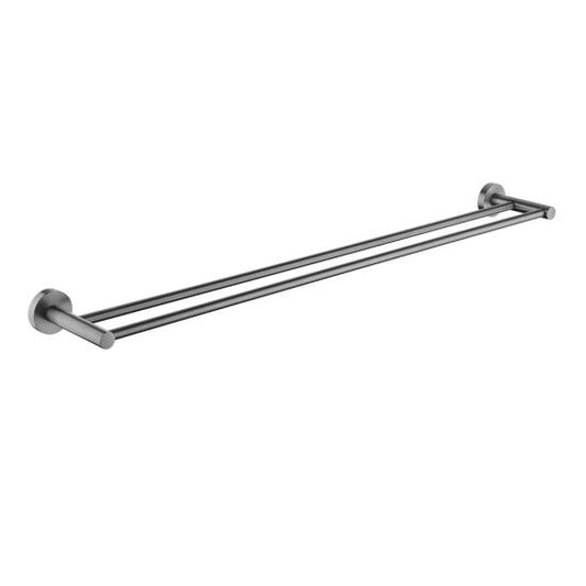Lucid Pin Round Gun Metal Grey Double Towel Rack Rail 800mm