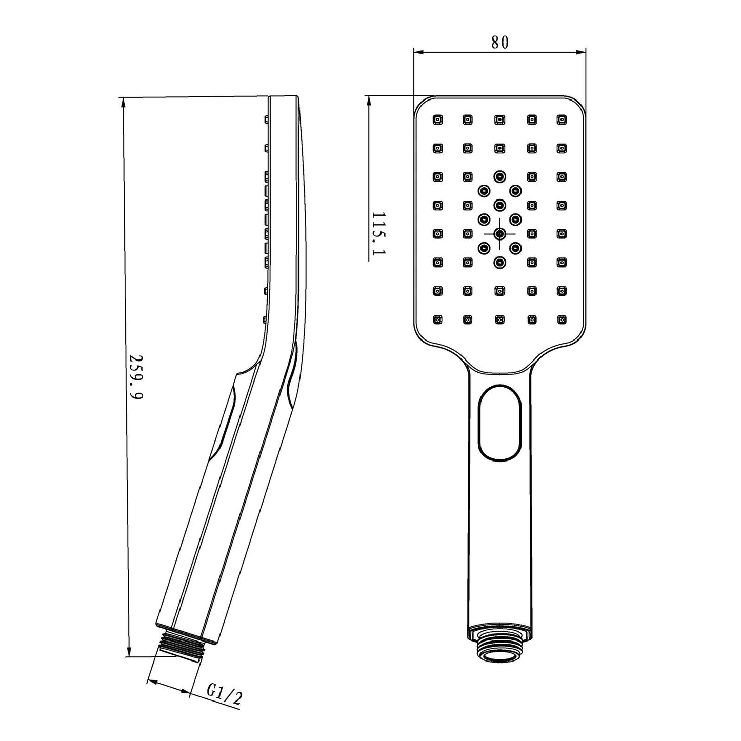 Square 3 Functions Brushed Nickel Rainfall Handheld Shower Head