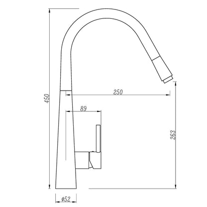 Norico Pentro Matte Black Round Pull Out Kitchen Mixer